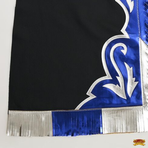 Hilason Bull Riding Pro Rodeo Chaps Black Smooth Leather Bronc show adult | للرجال والنساء الغربيين للجنسين in Kuwait