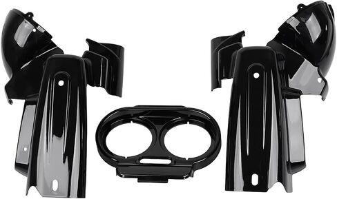 غلاف مقياس الدراجات النارية غلاف Nacelle Speedo Fairing الحدود تقليم الإسكان ملاءمة لهارلي رود Glide Fltr 1998-2013 ، زاوية/لمعان أسود in Kuwait