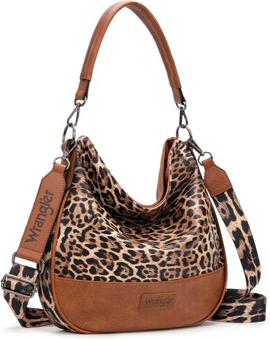 حقائب رانجلر هوبو من الجلد النباتي الناعم متوسطة الحجم ومحافظ كتف بشريط قطني مخطط مع أحزمة كروس in Kuwait