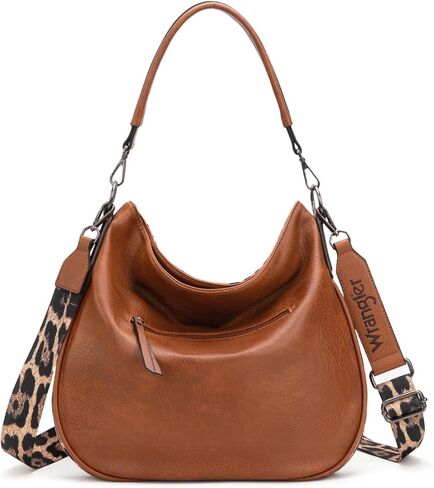 حقائب رانجلر هوبو من الجلد النباتي الناعم متوسطة الحجم ومحافظ كتف بشريط قطني مخطط مع أحزمة كروس in Kuwait