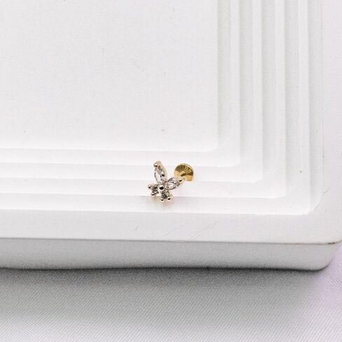 Crown Threadless 316L Surgical Steel Top Push In Lip Ring Labret, Flat Back Heart Nose Studs，Helix Tragus Conch Cartilage Earring Studs for Womens in Kuwait