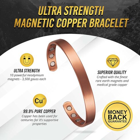سوار النحاس المغناطيسي MagnetRx® للرجال والنساء - سوار رجالي النحاس النقي أو أسوار الكفة (متوسطة) in Kuwait