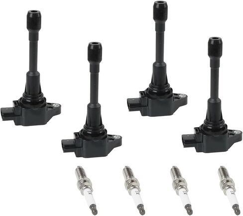 4 Ignition Coil + 4 Double Iridium Spark Plug Compatible Compatible With Nissan Altima Cube Rogue Infiniti FX50 UF-549 C1696 5C1753 E1049 52-2108 in Saudi Arabia