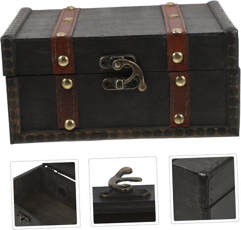 Wooden Storage Box with Lid Vintage Rectangular Keepsake Chest Multifunctional Organizer for Jewelry Trinkets and Documents Wood Construction for Classroom and Home in Saudi Arabia