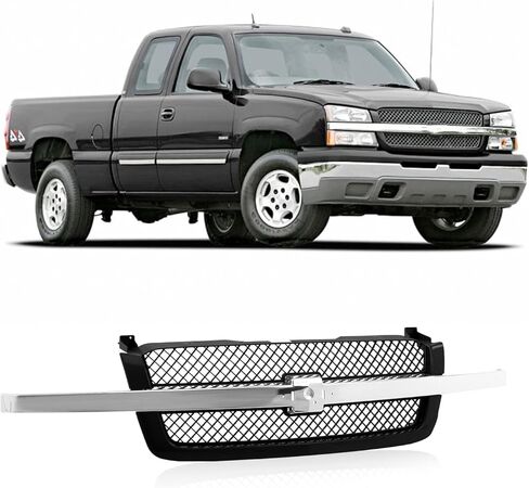 CarPartsDepot Front Grille Bright & Black Grill Compatible With Chevrolet 2003-2006 Silverado 1500 2500 3500 & 2007 Silverado Classic GM1200489 19168629 in Saudi Arabia