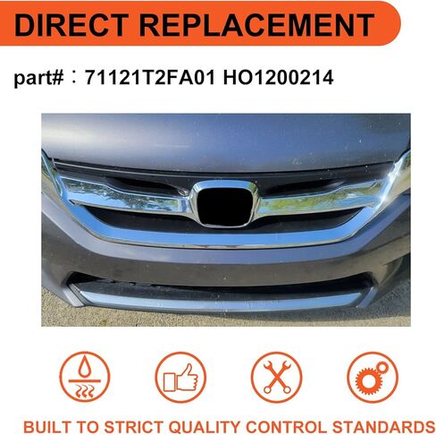 ECOTRIC Front Bumper Hood Grille Grill Compatible with 2013-2015 Honda Accord 4D Replacement for 71121T2FA01 HO1200214 Black & Chrome (4 Door Sedans ONLY) in Saudi Arabia