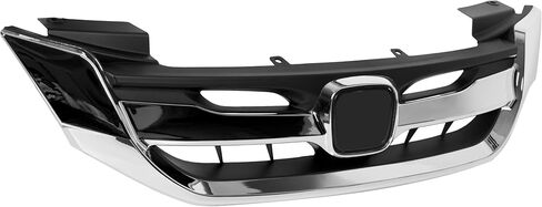 ECOTRIC Front Bumper Hood Grille Grill Compatible with 2013-2015 Honda Accord 4D Replacement for 71121T2FA01 HO1200214 Black & Chrome (4 Door Sedans ONLY) in Saudi Arabia