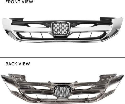 ECOTRIC Front Bumper Hood Grille Grill Compatible with 2013-2015 Honda Accord 4D Replacement for 71121T2FA01 HO1200214 Black & Chrome (4 Door Sedans ONLY) in Saudi Arabia