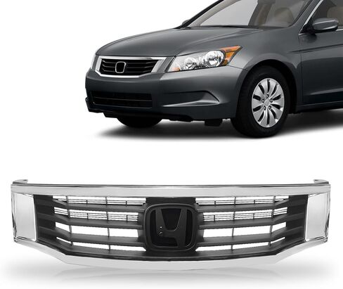 Partsflow Front Pumper Grille Black with Chrome Mesh Grill لعام 2009 2009 2010 Honda Accord HO1202104 in Saudi Arabia