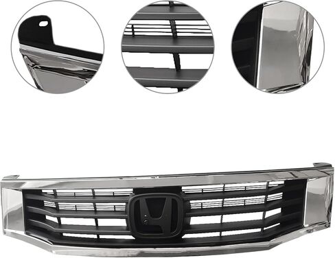 Partsflow Front Pumper Grille Black with Chrome Mesh Grill لعام 2009 2009 2010 Honda Accord HO1202104 in Saudi Arabia