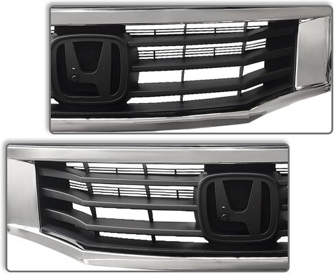Partsflow Front Pumper Grille Black with Chrome Mesh Grill لعام 2009 2009 2010 Honda Accord HO1202104 in Saudi Arabia