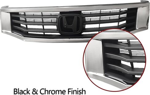 Partsflow Front Pumper Grille Black with Chrome Mesh Grill لعام 2009 2009 2010 Honda Accord HO1202104 in Saudi Arabia