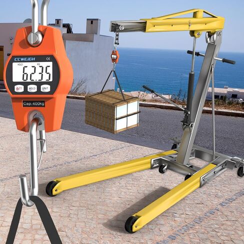 440lb/200kg Digital Crane Scale - Compact LCD Handheld Hanging Scale for Garage, Farm, Hunting, Fishing & More(200kg/Black) in Kuwait