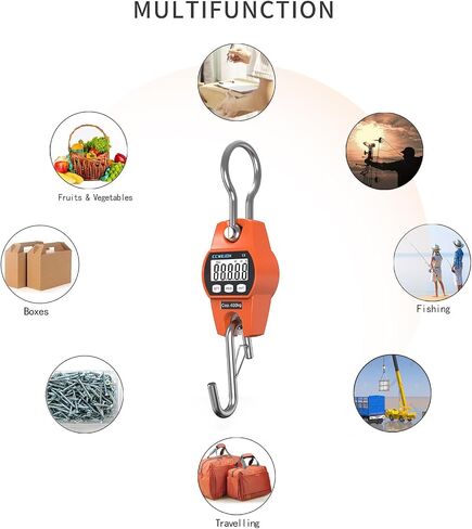 440lb/200kg Digital Crane Scale - Compact LCD Handheld Hanging Scale for Garage, Farm, Hunting, Fishing & More(200kg/Black) in Kuwait