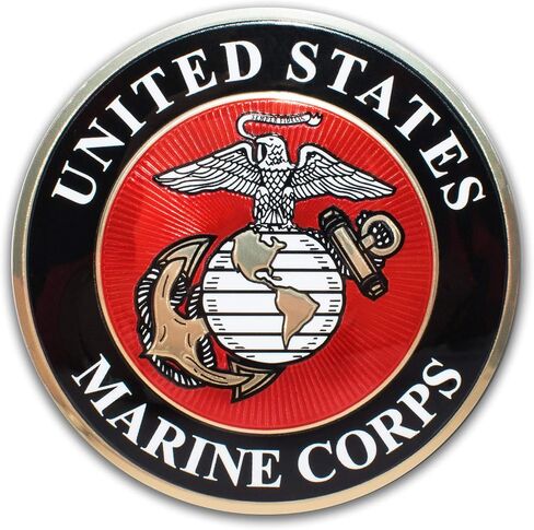Elektroplate Officially Licensed US Marine Corps Premium Decal (3.25")| Metallic 3D Embossing All Weather Vinyl Sticker for Car, Water Bottle, Laptop, Cooler, Bumper, Phone and More | Made in The USA in Saudi Arabia