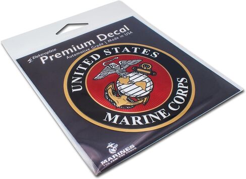 Elektroplate Officially Licensed US Marine Corps Premium Decal (3.25")| Metallic 3D Embossing All Weather Vinyl Sticker for Car, Water Bottle, Laptop, Cooler, Bumper, Phone and More | Made in The USA in Saudi Arabia
