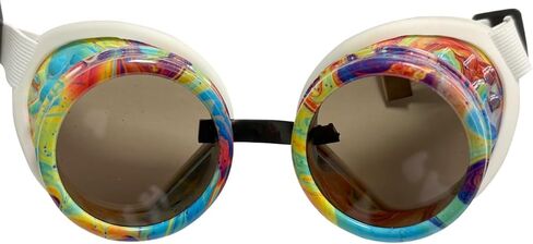 Fashion Steampunk Goggles Funky Glasses with Colorful Frame Padded Rubber Protect Eyes from Dust and Dirt in Kuwait