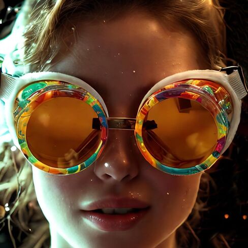 Fashion Steampunk Goggles Funky Glasses with Colorful Frame Padded Rubber Protect Eyes from Dust and Dirt in Kuwait