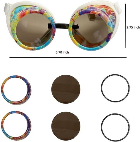Fashion Steampunk Goggles Funky Glasses with Colorful Frame Padded Rubber Protect Eyes from Dust and Dirt in Kuwait