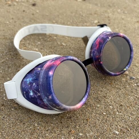 Fashion Steampunk Goggles Funky Glasses with Colorful Frame Padded Rubber Protect Eyes from Dust and Dirt in Kuwait