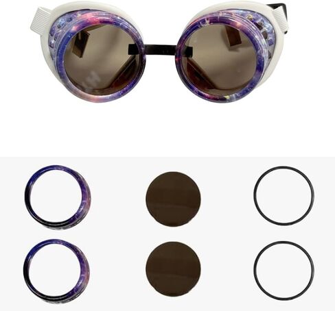 Fashion Steampunk Goggles Funky Glasses with Colorful Frame Padded Rubber Protect Eyes from Dust and Dirt in Kuwait