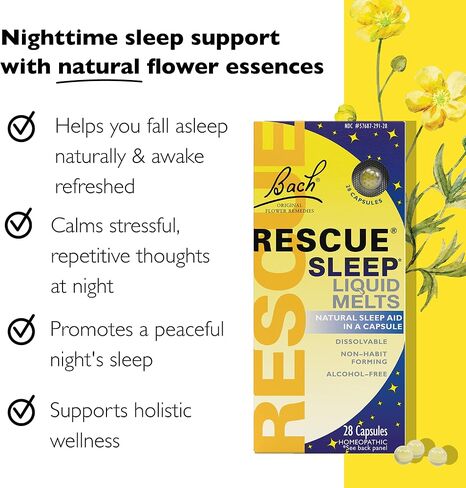 Bach Rescue Sleep Natural Sleep Remedy Liquid Melts Natural Sleeping Aid - 28 Capsules (2 Pack (28 Capsules)) in Saudi Arabia
