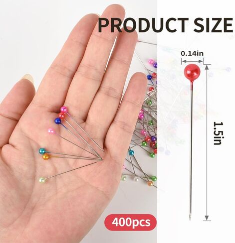 400 Pcs Black Color Straight Pins 1.5" Pearlized Ball Head for Sewing Quilting and Craft Decoration in Saudi Arabia