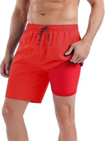 MILANKERR 5.5 بوصة 7 بوصة سروال سباحة رجالي مع بطانة ضغط، بدلة استحمام رجالي سريعة الجفاف تمتد سراويل السباحة للرجال in Kuwait