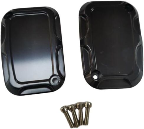 Front Rear Brake Reservoir Master Cylinder Cover, Motorcycle Brake Master Clutch Cylinder Covers, 2008-2017 Compatible with Harley FLH FLHX FLHX Road King, Black in Saudi Arabia