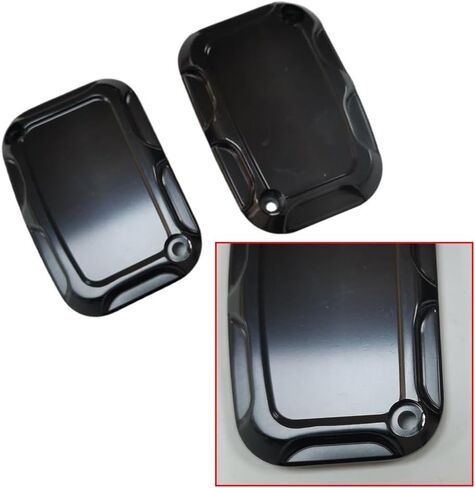 Front Rear Brake Reservoir Master Cylinder Cover, Motorcycle Brake Master Clutch Cylinder Covers, 2008-2017 Compatible with Harley FLH FLHX FLHX Road King, Black in Saudi Arabia