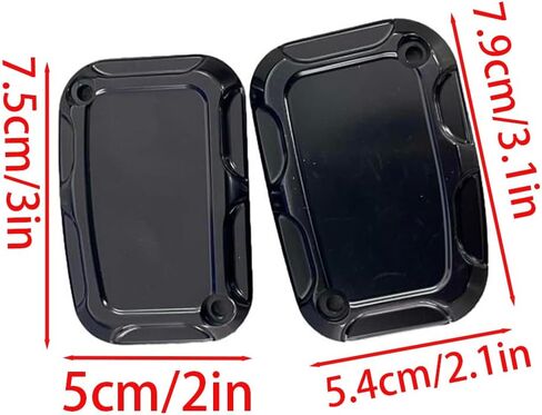 Front Rear Brake Reservoir Master Cylinder Cover, Motorcycle Brake Master Clutch Cylinder Covers, 2008-2017 Compatible with Harley FLH FLHX FLHX Road King, Black in Saudi Arabia