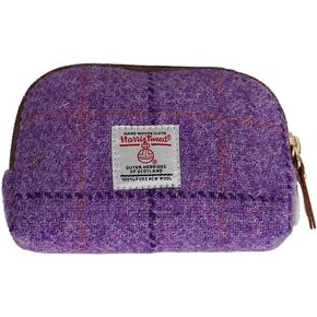 Harris Tweed Mini Travel Makeup Carrying Case Cosmetic Bag Portable Electronics Accessories Organizer Coin Purse (Red Plaid) in Kuwait