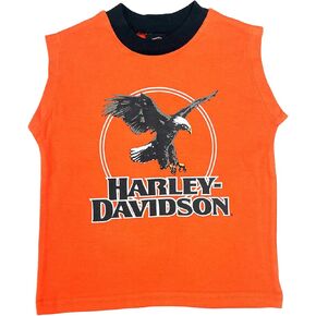 Harley-Davidson Little Boys' Eagle Sleeveless Toddler Muscle Tee - Orange in Kuwait