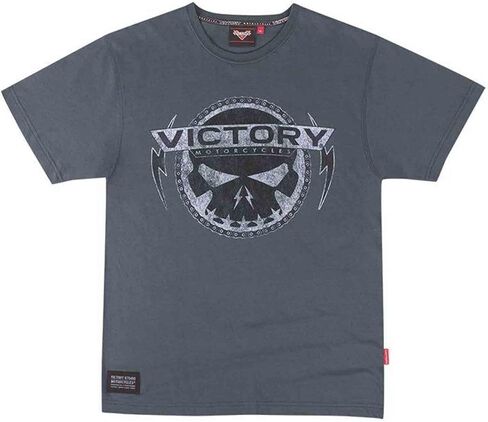 Victory Motorcycle New OEM Men's Blue Bolt Skull Tee Shirt, Small, 286618502 in Saudi Arabia