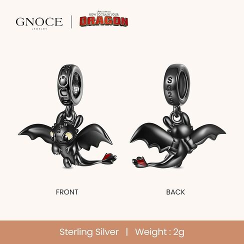 GNOCE How to Train Your Dragon Toothless Flapping Wings Pendant Dangle Charm or Women, S925 Sterling Silver Dangle Charms for Women Wife, Valentine‘s Day, Mother’s Day Jewelry (Toothless) in Saudi Arabia