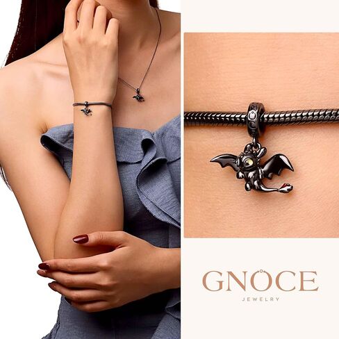 GNOCE How to Train Your Dragon Toothless Flapping Wings Pendant Dangle Charm or Women, S925 Sterling Silver Dangle Charms for Women Wife, Valentine‘s Day, Mother’s Day Jewelry (Toothless) in Saudi Arabia
