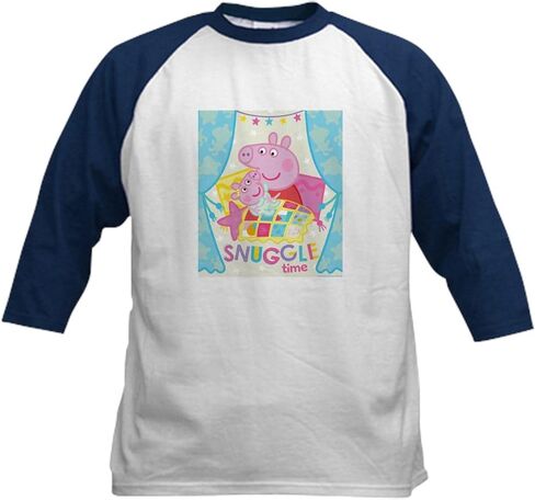 Cafepress Peppa Pig: Time Time Kids Baseball T Shirt Kids Cotton Baseball Jersey ، 3/4 Raglan Sleeve Shirt in Kuwait