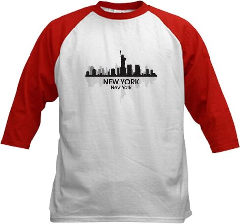 Cafepress New York Skyline Kids Baseball Jersey Kids Cotton Baseball Jersey ، 3/4 Raglan Sleeve Shirt in Kuwait