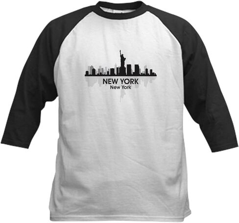 Cafepress New York Skyline Kids Baseball Jersey Kids Cotton Baseball Jersey ، 3/4 Raglan Sleeve Shirt in Kuwait