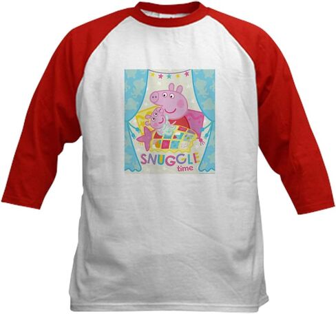 Cafepress Peppa Pig: Time Time Kids Baseball T Shirt Kids Cotton Baseball Jersey ، 3/4 Raglan Sleeve Shirt in Kuwait