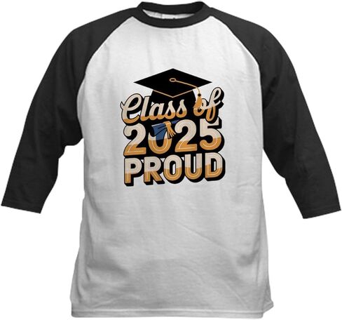 Cafepress Class of 2025 Graduation Design Kids Baseball T Shirt Kids Cotton Baseball Jersey ، 3/4 Raglan Sleeve Shirt in Saudi Arabia