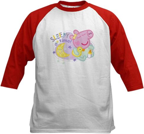 CafePress Peppa Pig: Sleepy Time Kids Baseball T Shirt Kids Cotton Baseball Jersey, 3/4 Raglan Sleeve Shirt in Kuwait