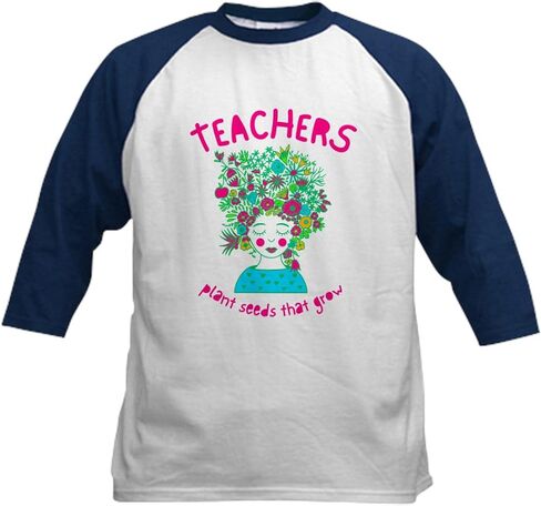 Cafepress العودة إلى المدرسة معلم عاشق حديقة Tirt Kids Baseball T Shirt Kids Cotton Baseball Jersey ، 3/4 Raglan Sleeve in Kuwait