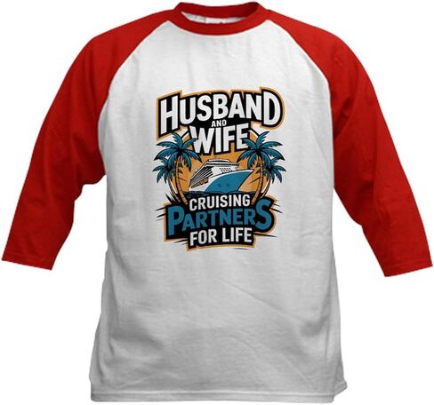 Cafepress زوج وزوجة يبحر الشركاء من أجل الحياة في لعبة البيسبول Tirt Kids Cotton Jersey ، 3/4 قميص راجلان. in Kuwait