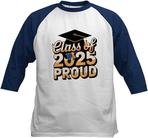 Cafepress Class of 2025 Graduation Design Kids Baseball T Shirt Kids Cotton Baseball Jersey ، 3/4 Raglan Sleeve Shirt in Saudi Arabia