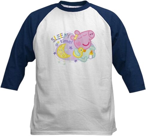 CafePress Peppa Pig: Sleepy Time Kids Baseball T Shirt Kids Cotton Baseball Jersey, 3/4 Raglan Sleeve Shirt in Kuwait