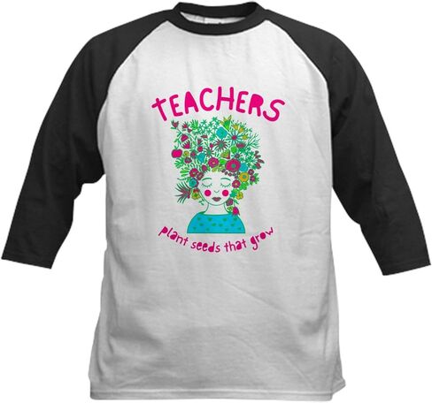 Cafepress العودة إلى المدرسة معلم عاشق حديقة Tirt Kids Baseball T Shirt Kids Cotton Baseball Jersey ، 3/4 Raglan Sleeve in Kuwait