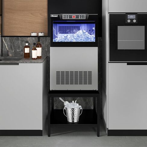 YITAHOME Commercial Ice Maker Machine with Table Stand 2-Tier Coffee Tea End Table Square Simple Style Side Table Industrial Ice Machine 100LBS/24H Ice Making 33LBS Storage Bin, 36 Ice Cubes/Cycle in Saudi Arabia