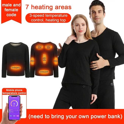 Electric Heated Shirt for Men Women, USB Charging, Washable Heating Top for Outdoor Hunting (No Battery)(Male Black,XXL-XXLarge) in Saudi Arabia