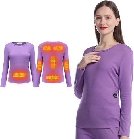 Electric Heated Shirt for Men Women, USB Charging, Washable Heating Top for Outdoor Hunting (No Battery)(Female Purple,4XL-4XLarge) in Saudi Arabia